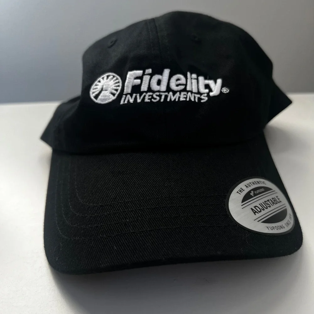 Fidelity Investments Hat Yupoong Black Cotton Adjustable Strapback Logo Cap